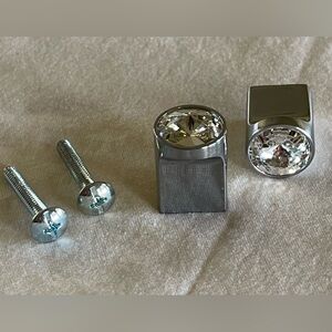 NEW 2 x Decounique Swarovski Pull Knob for drawers, Chrome, Crystal, Round.